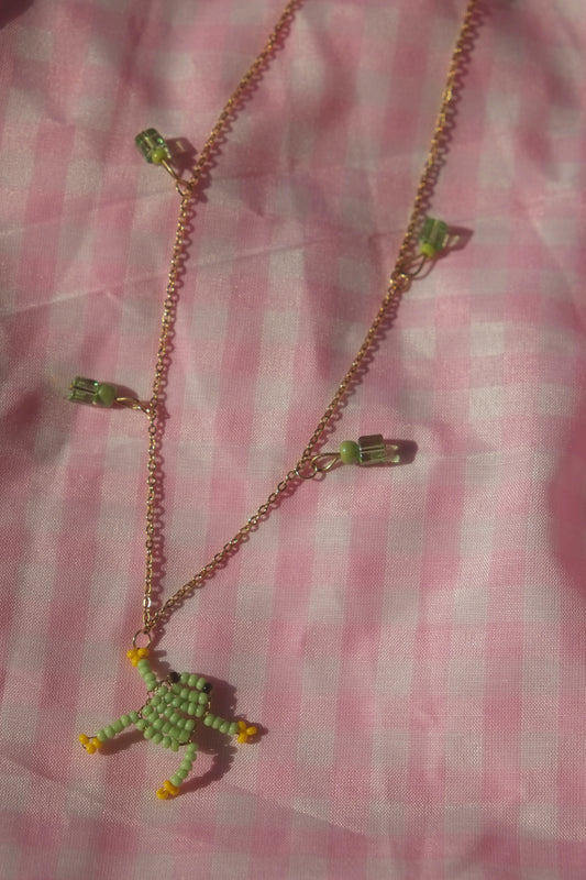 Froggie Frog Beaded Necklace