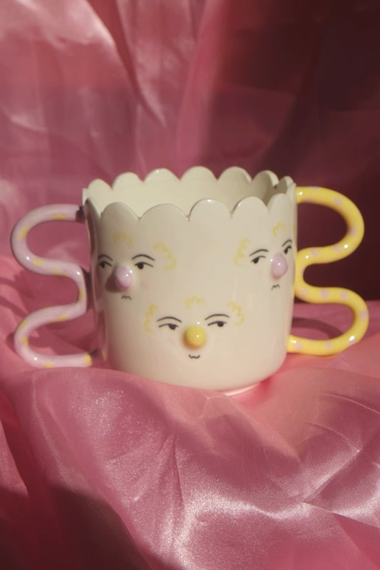 Lilac and Yellow Wiggly Clown Vase