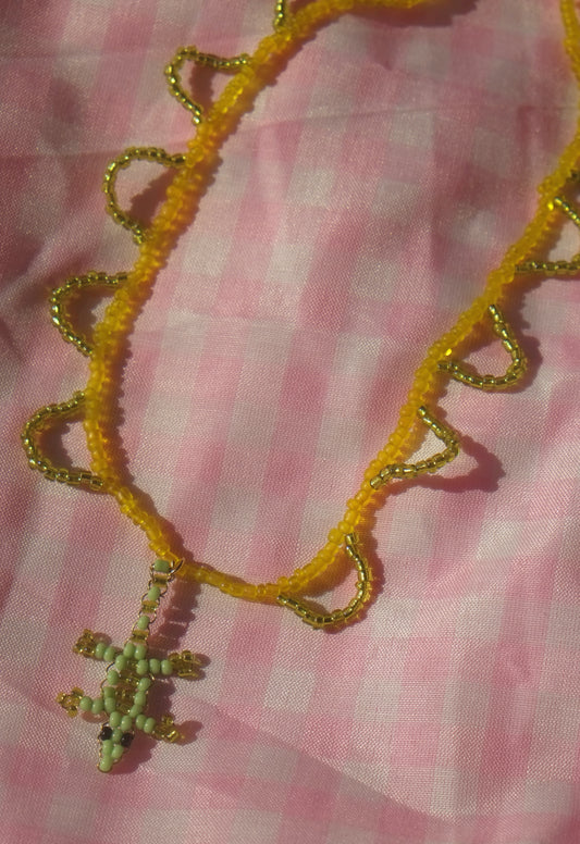 King Lizard Beaded Necklace