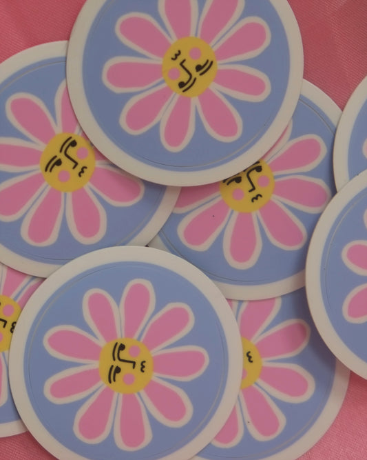 Flower Face Blue Sticker