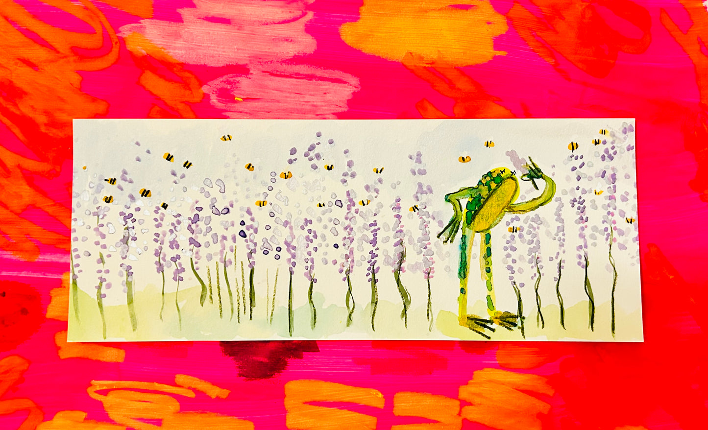 Lavender Frogs Long Illustration