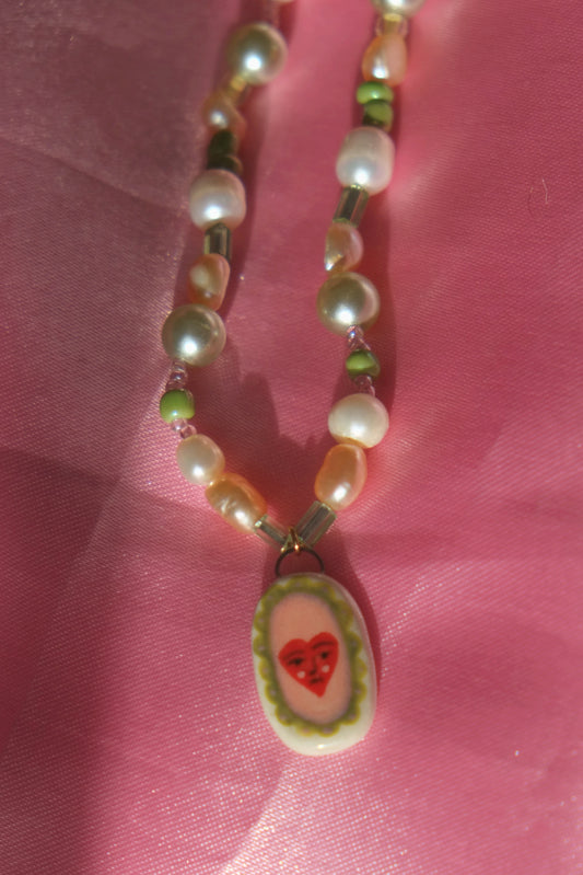 Heart Face Freshwater Pearl Necklace