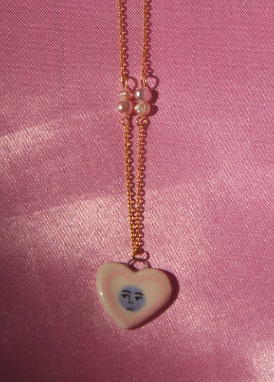 Heart Face with Pearls Necklace