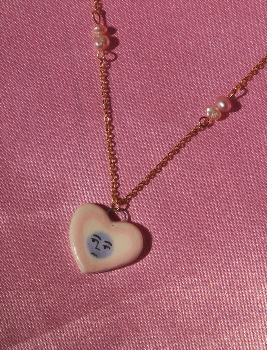 Heart Face with Pearls Necklace