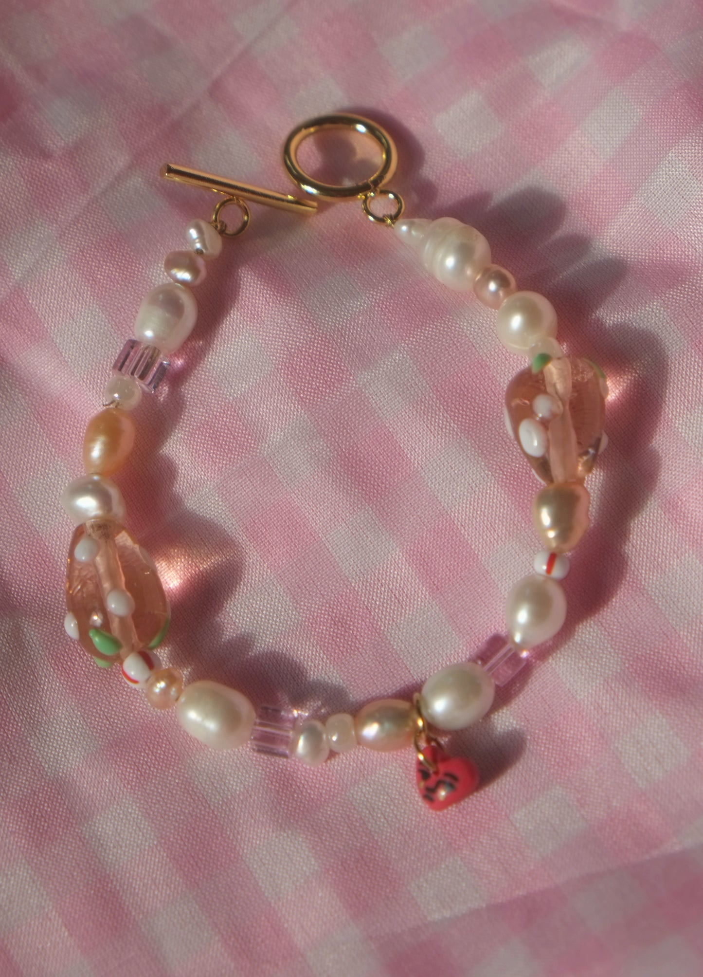 Small Heart Face Freshwater Pearl Stainless Steel Bracelet