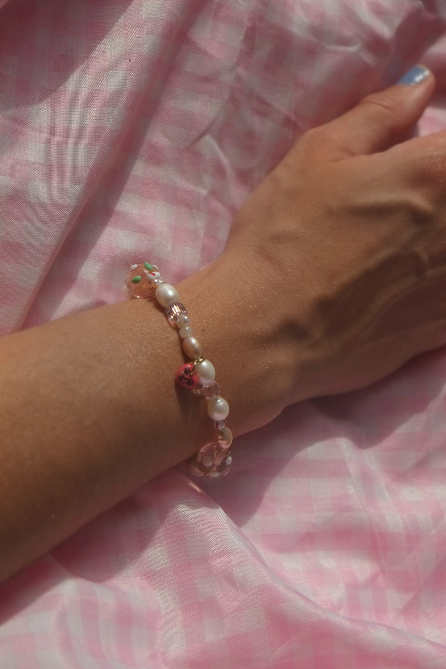 Small Heart Face Freshwater Pearl Stainless Steel Bracelet