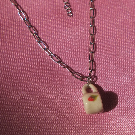 Strawberry Mug Silver Necklace