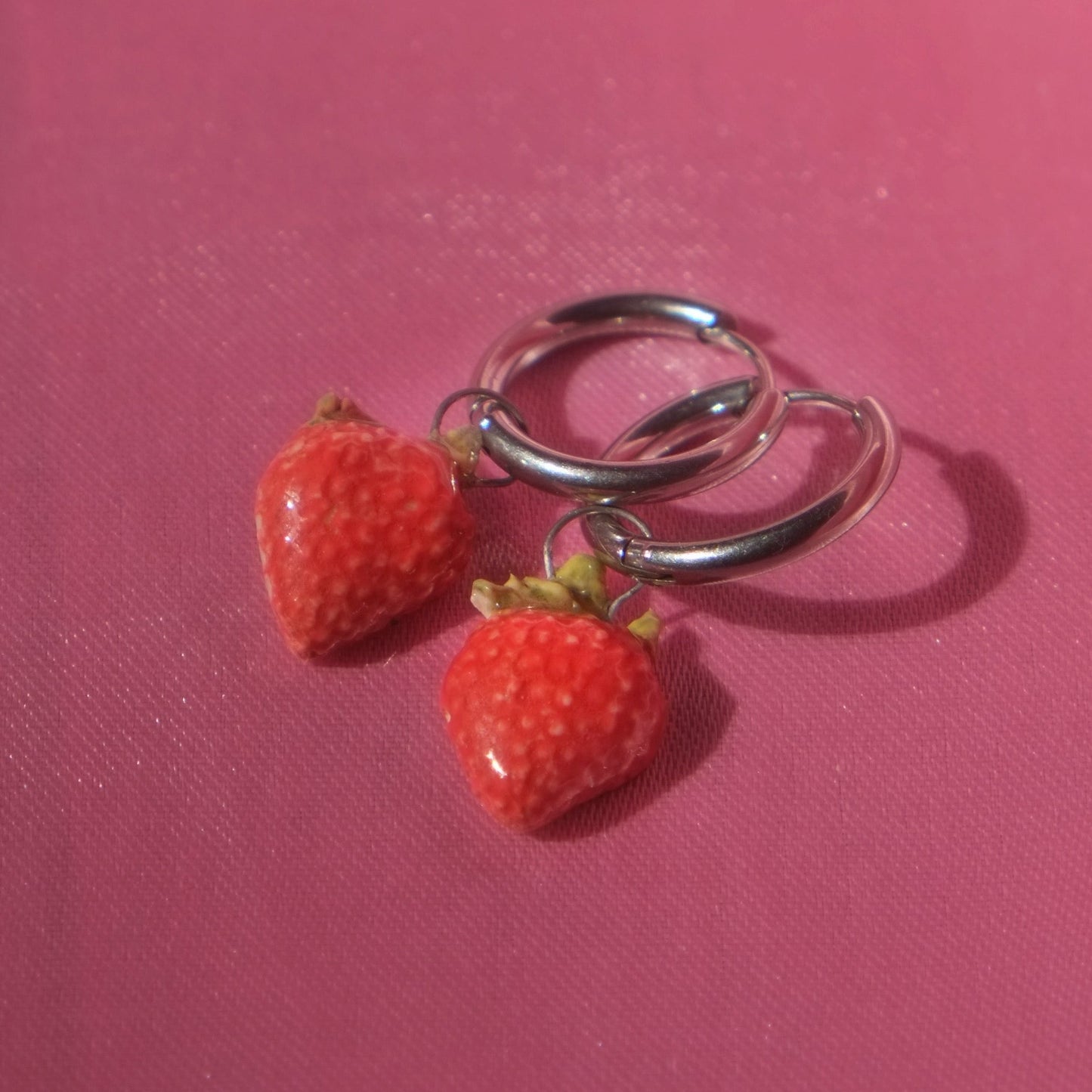 Strawberry Porcelain Huggie Hoops