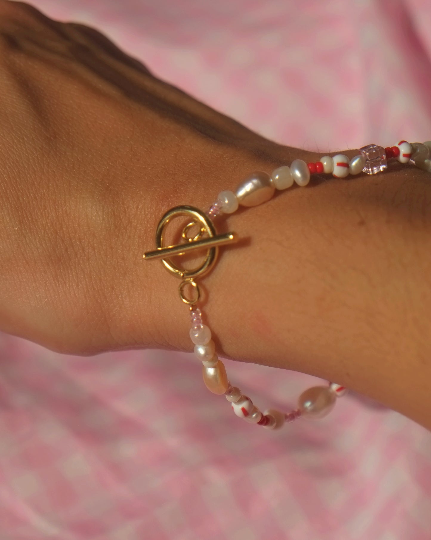 Small Heart Face Freshwater Pearl Stainless Steel Bracelet