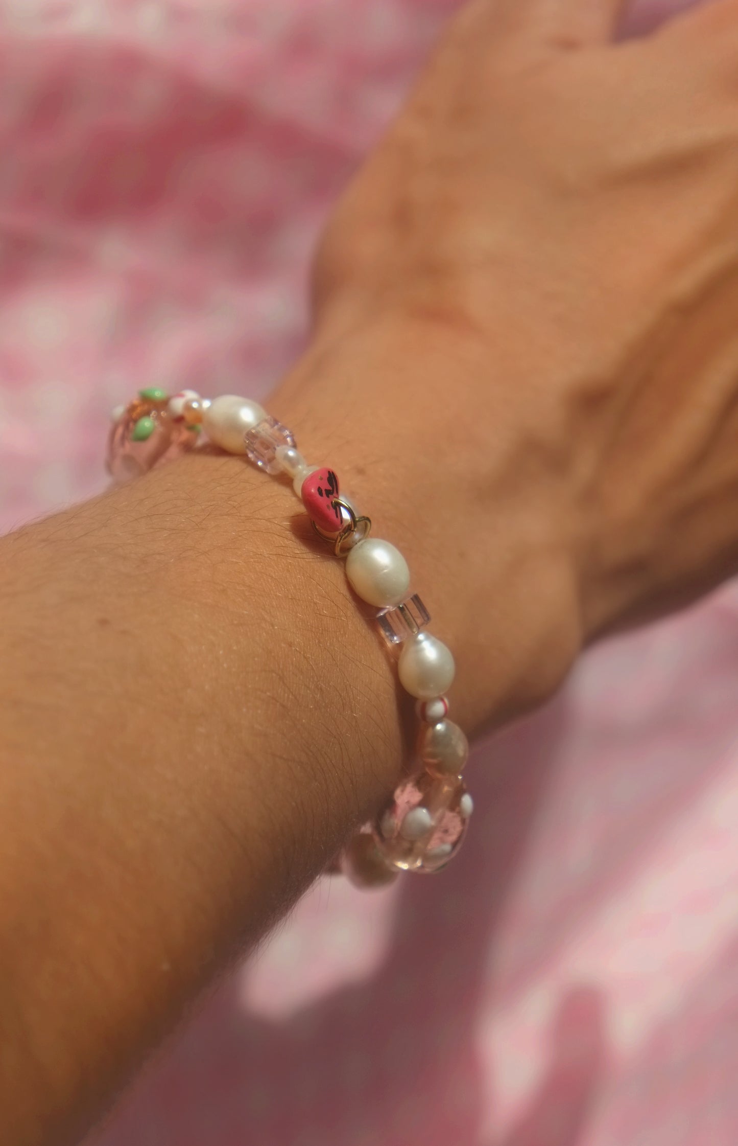 Small Heart Face Freshwater Pearl Stainless Steel Bracelet