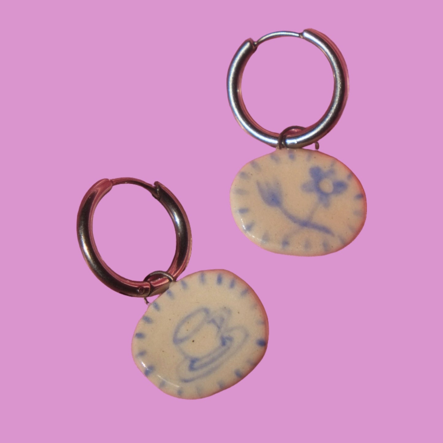 Spring Picnic Porcelain Huggie Hoops