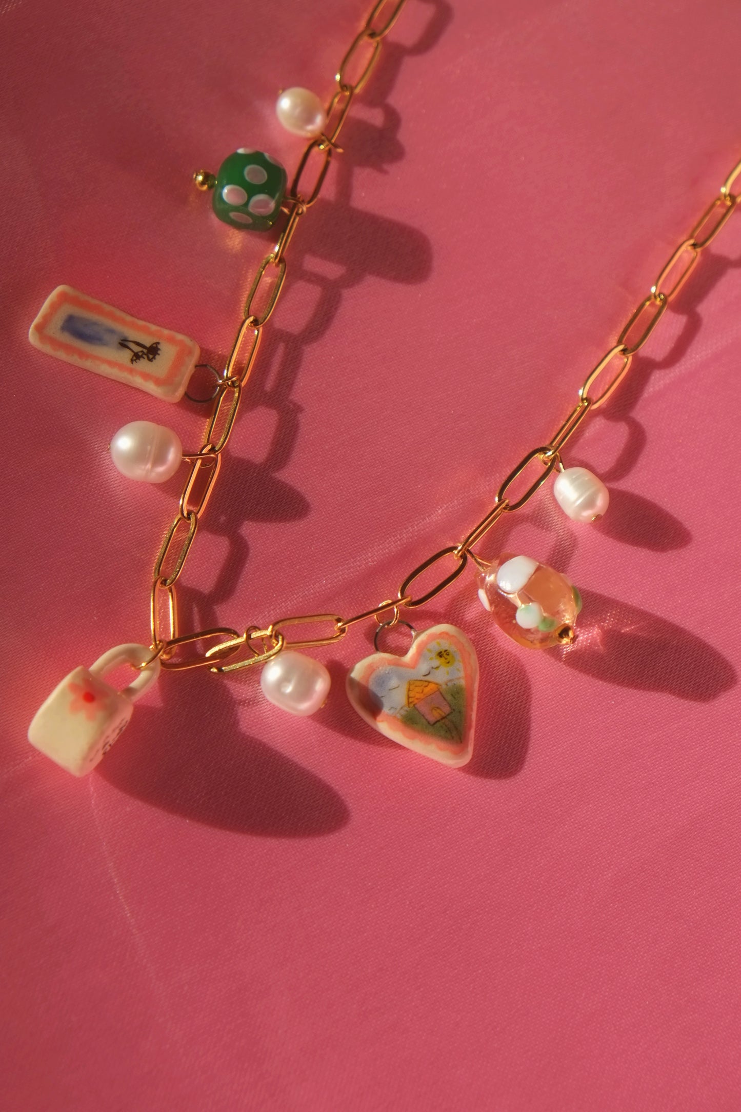 Pink Dream Golden Chain Necklace