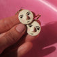 Moon Face Porcelain Huggie Hoops