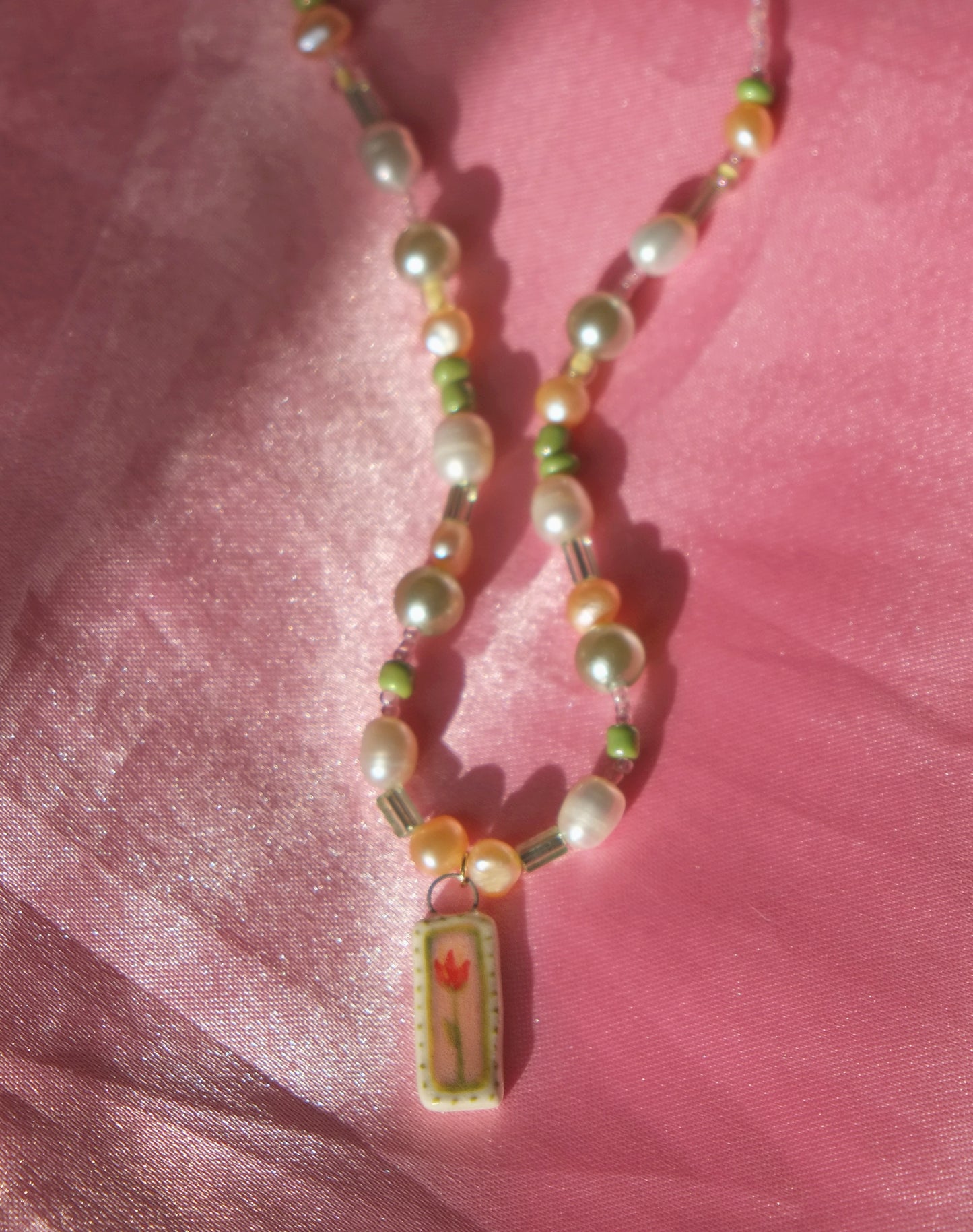 Sweet Tulip Face Freshwater Pearl Necklace