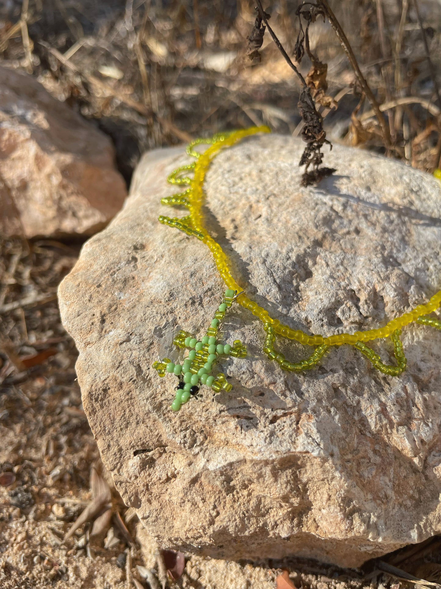 King Lizard Beaded Necklace