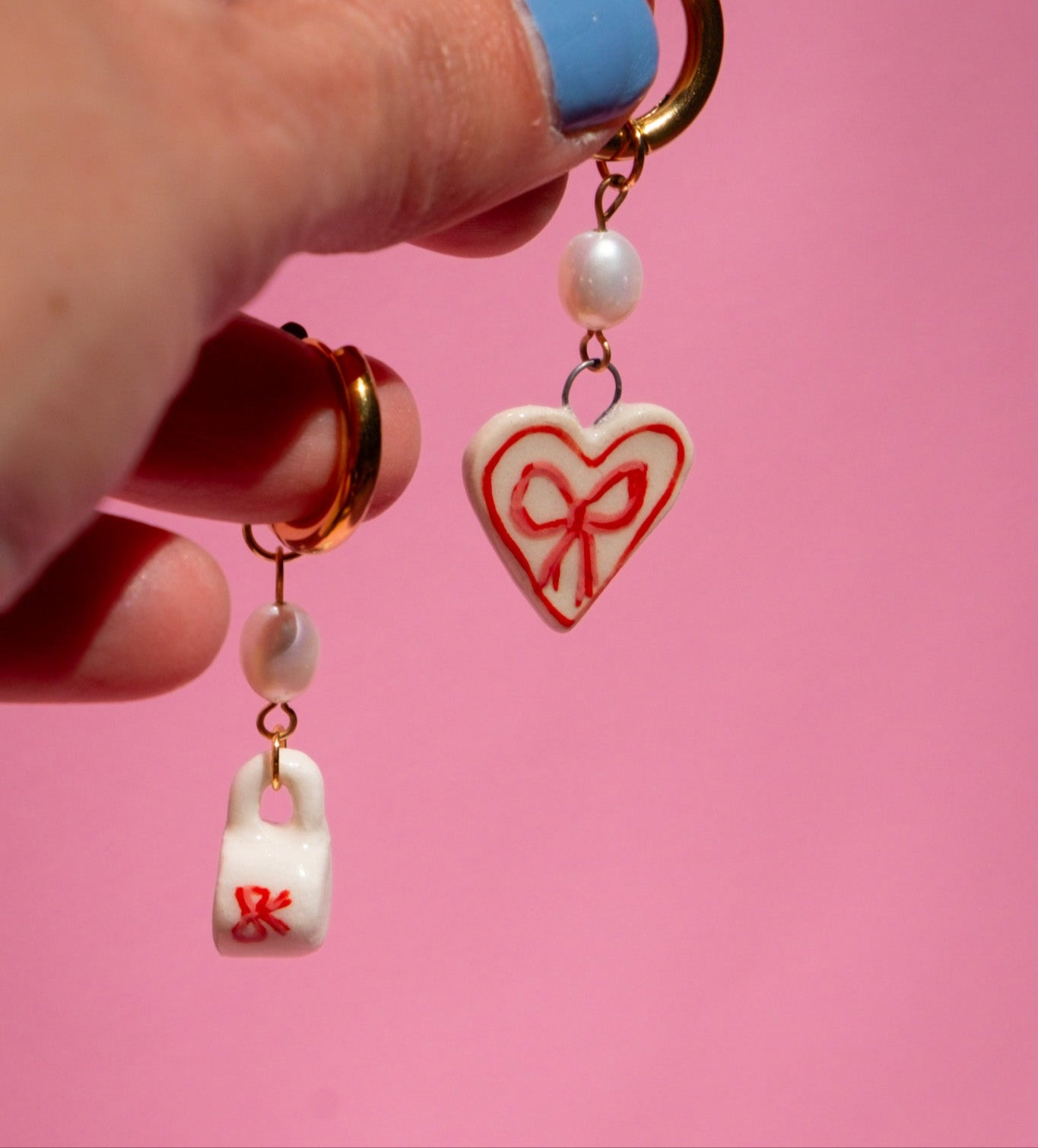 Coffee & Ribbon Golden Hoops
