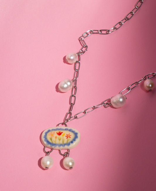 Flower Garden Silver Necklace
