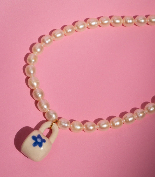 Cafecito (Blue) Freshwater Pearl Necklace