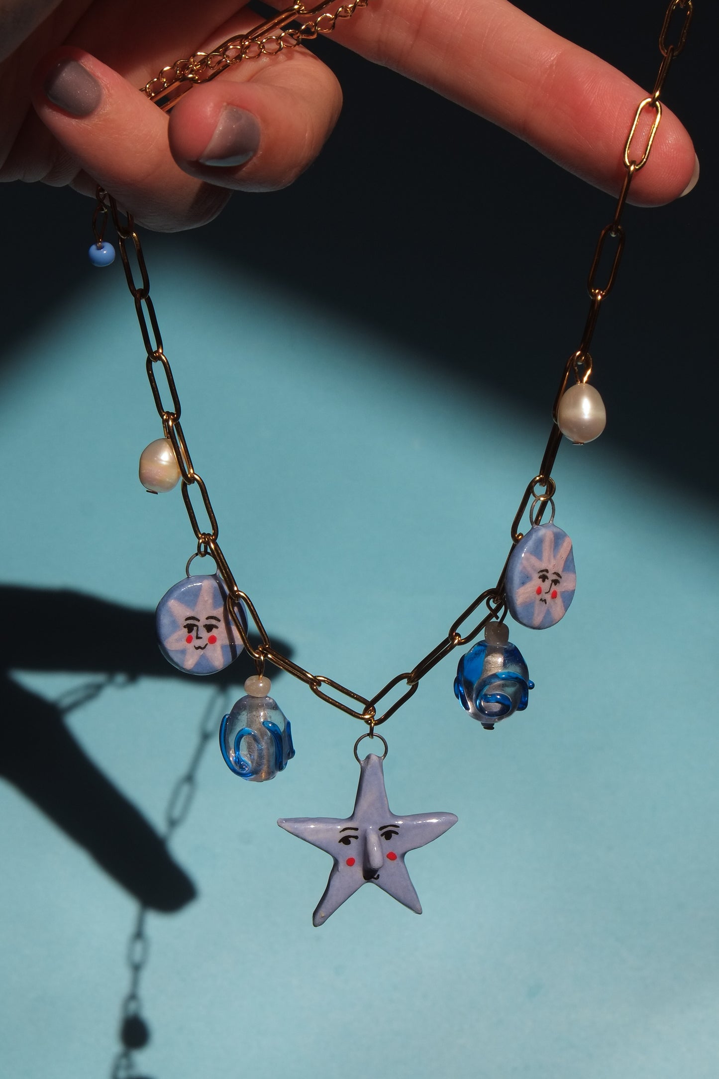 Starry Night Porcelain Chain Necklace