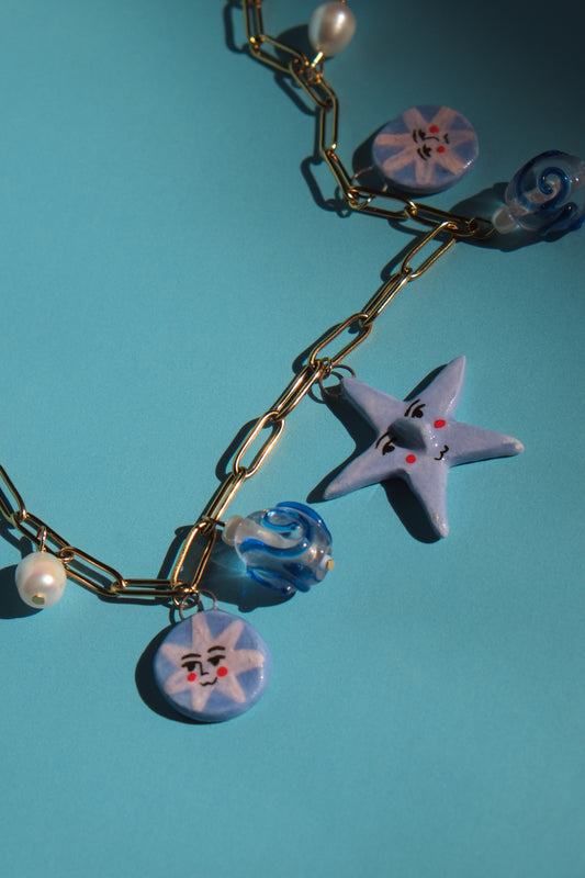 Starry Night Porcelain Chain Necklace