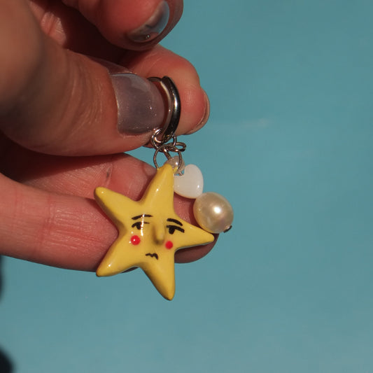 Yellow Shooting Star Chunky Hoops Earrings