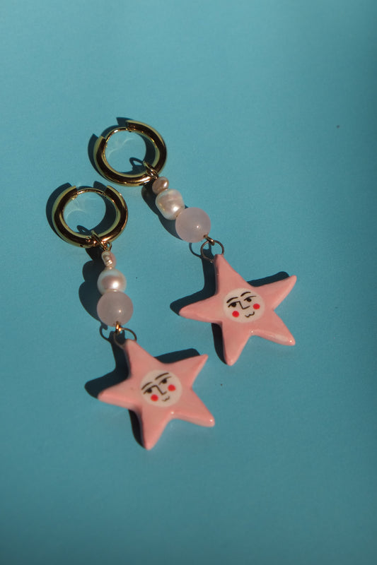 Pink Aurora Chunky Hoops Earrings