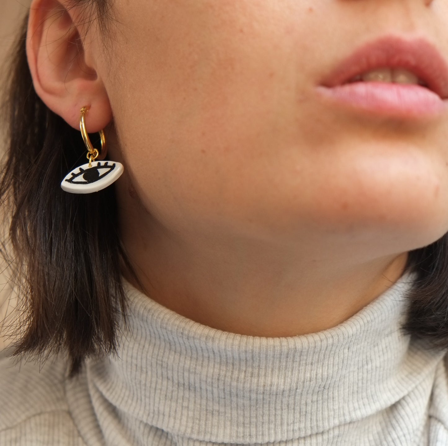 Eye Huggie Hoop Earrings