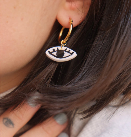 Eye Huggie Hoop Earrings