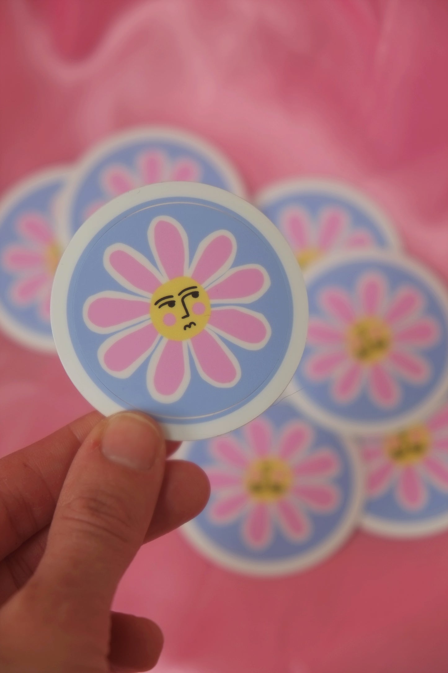 Flower Face Blue Sticker