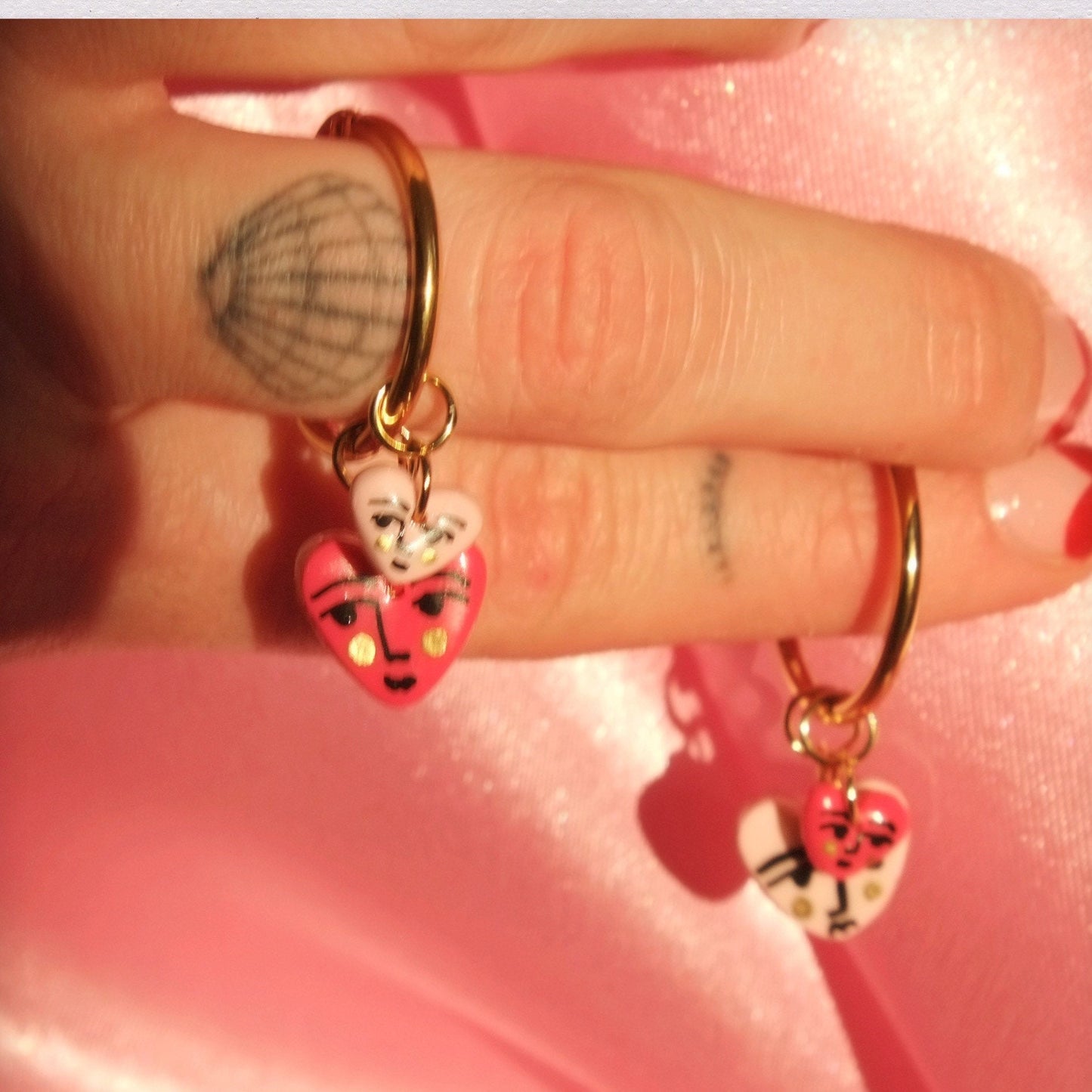 Lots of Hearts Chunky Hoops Earringse