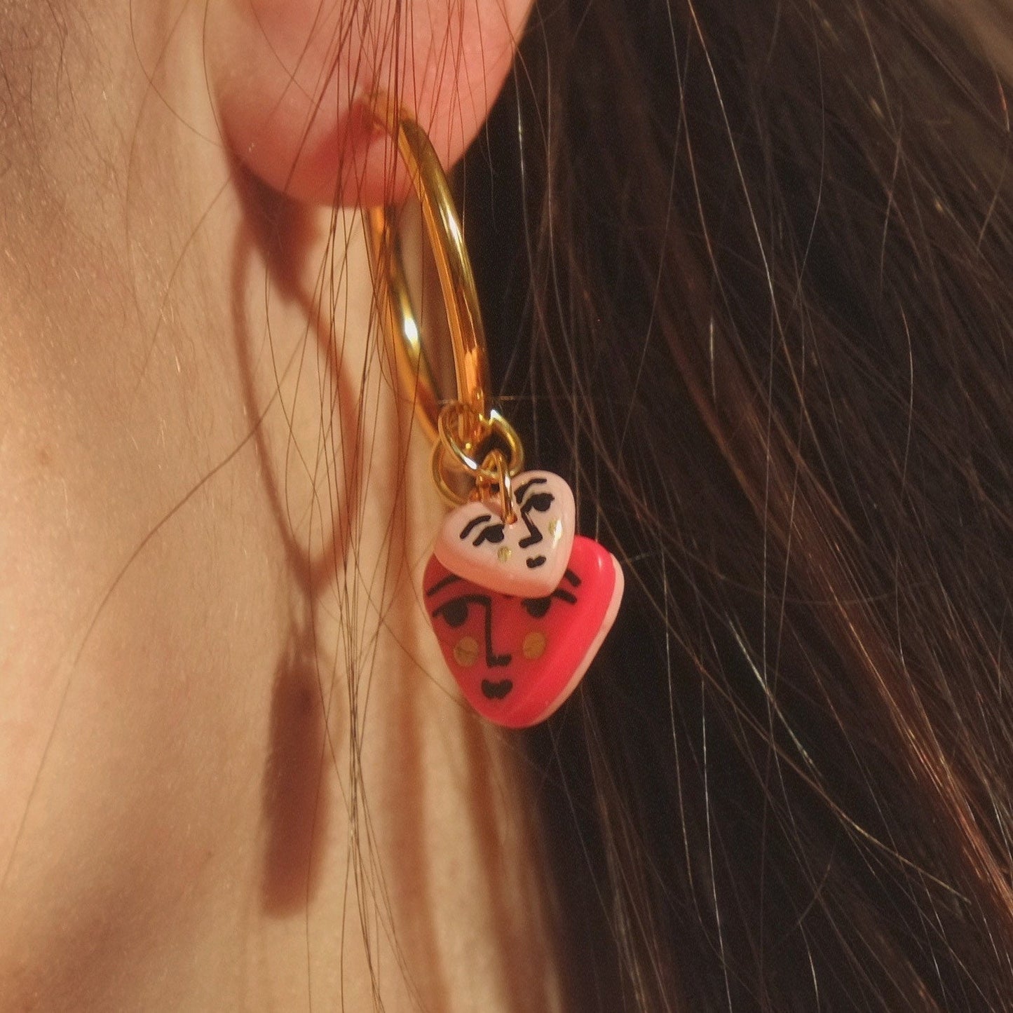 Lots of Hearts Chunky Hoops Earringse